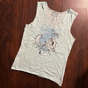 Y2K raw hem Graphic V-neck Tank old navy size XL